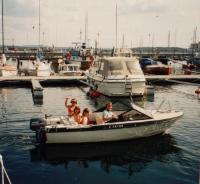 The perfect small fiber glass day tourer. The boat was roomy and very stable. It ran fast with a 30HP Yamaha engine. The boat was<br> bought on land at Nesset, Ås. The boat was moored outside my boat house at Rudstrand, Nesodden and used for many day trips<br> (and one overnight trip at Håø) in inner Oslofjord.