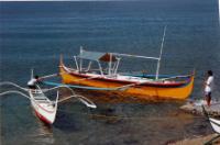 A full-size diving-banka with a marinized gasolin car-engine. It was bought on land at Dive 7000, San Teodoro, Mabini, Batangas and  kept on land<br>or buoy outside my beach house in Ligaya, Mabini, Batangas. It was used mostly for diving trips from Ligpo Island to Maricaban and Sombrero Island<br>as well as a trip to Puerto Galera.