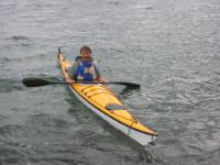 A touring fiberglass kayak bought new and used in Bundefjorden from Blylaget to Bekkelaget. It was kept on my beach house at Rudstrand.<br>I had a more traditional fiberglass kayak in the late 1980s at Flaskebekk, but no pictures found.